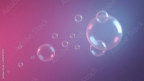 Fototapeta Abstract thought bubbles float against gradient background, representing creative ideas in minimalist style.