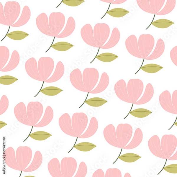 Fototapeta seamless pattern with pink flowers