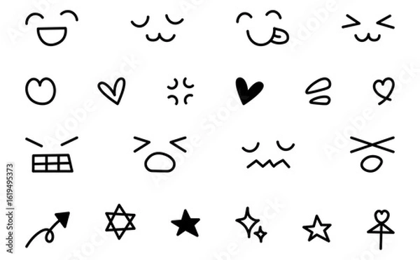 Obraz 手書きの感情アイコン喜怒哀楽セット