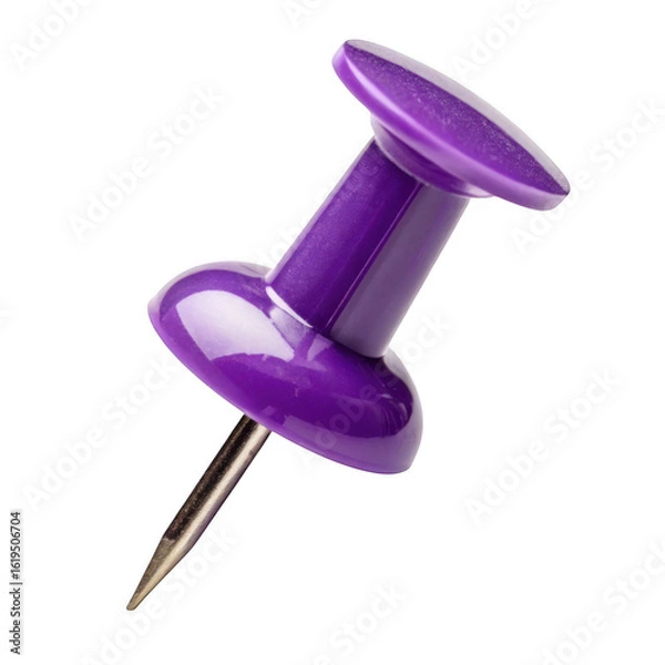 Obraz 3d purple pushpin isolated on transparent background