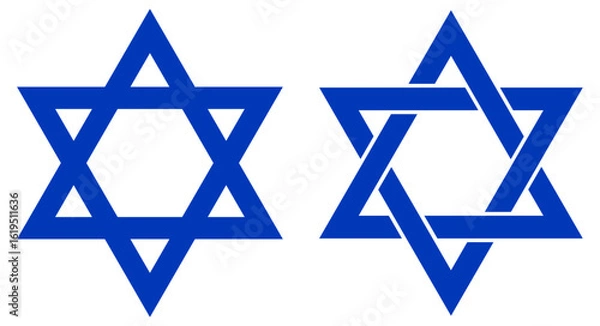 Fototapeta Star of David solid and interwoven. Flat vector illustration isolated on white background.