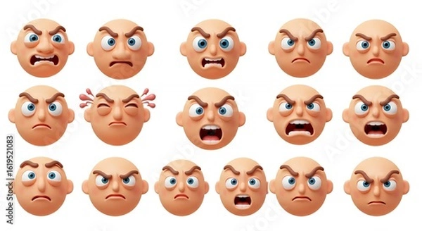 Fototapeta Cartoon faces showing diverse emotions