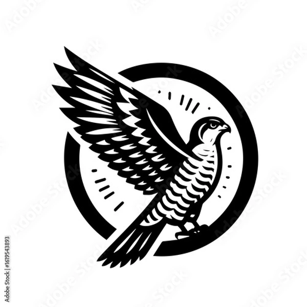 Fototapeta Stylized Falcon Bird of Prey in Flight Emblem.