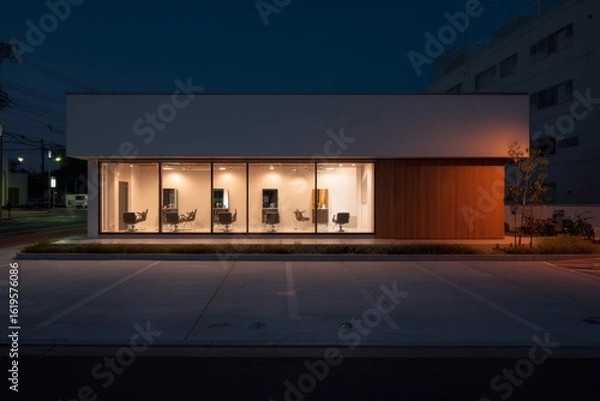 Fototapeta 夜の美容室の外観