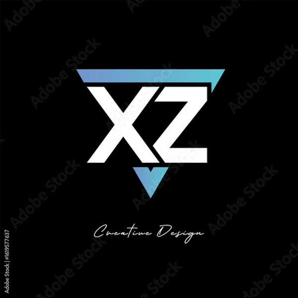 Fototapeta YZ Letter Logo in Triangle -Modern Gradient Monogram for Branding & Identity Design