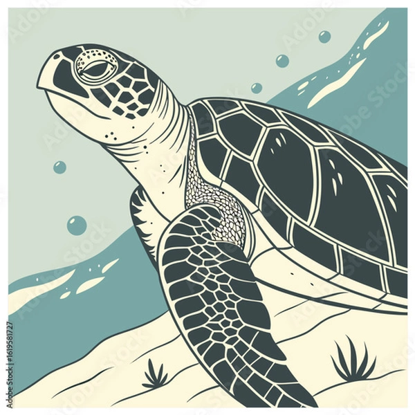 Obraz Hand drawn turtle outline illustration