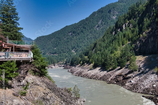 Fototapeta A view of the muddy Fraser River around Hell's Gate.      BC Canada
