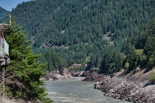 Fototapeta A view of the muddy Fraser River around Hell's Gate.      BC Canada
