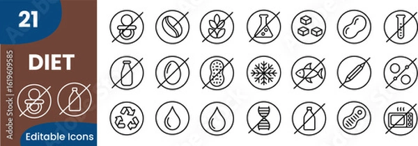 Fototapeta Dietary Restriction Vector Icons Representing Food Allergies and Intolerances