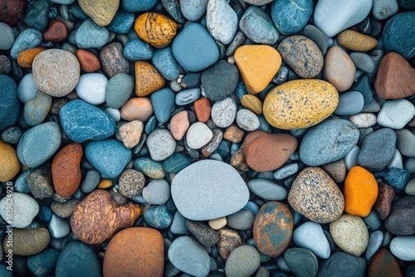 Fototapeta Colorful pebbles densely packed on a beach