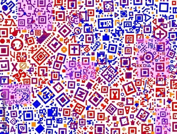 Fototapeta Abstract Colorful Geometric Pattern with Symbols