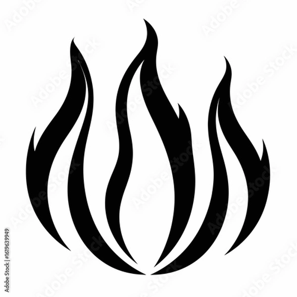 Obraz A stylized, black-and-white illustration of a flame, comprising smooth, curved, flame-shaped forms