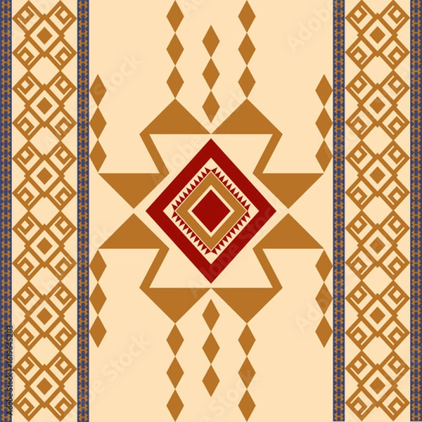 Fototapeta native ethnic  pattern, traditional Design for background ,carpet ,wallpaper, clothing, wrapping, Batik fabric,Vector illustration 300 dpi 