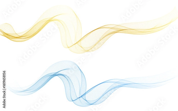 Obraz Abstract Blue Transparent Wave . Vector Abstract Smoke wave background.
