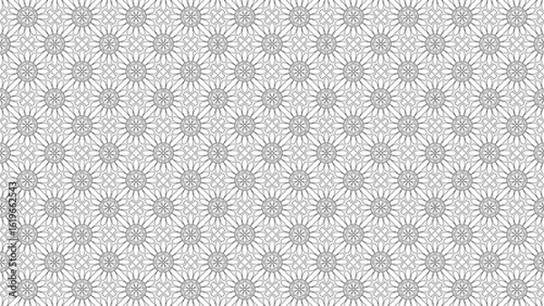Fototapeta Detailed black and white floral pattern with symmetrical repeating flower designs throughout the image