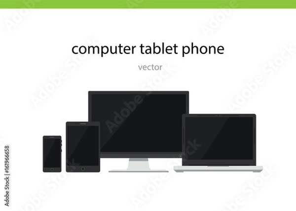 Fototapeta Computer phone tablet flat vector