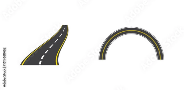 Fototapeta Set tracks and winding road curve pathway