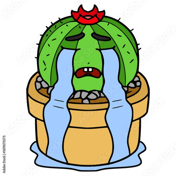 Fototapeta cactus character crying illustration hand drawn isolated vector