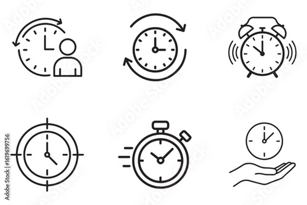 Fototapeta Collection of clock and time related icons for design and planning