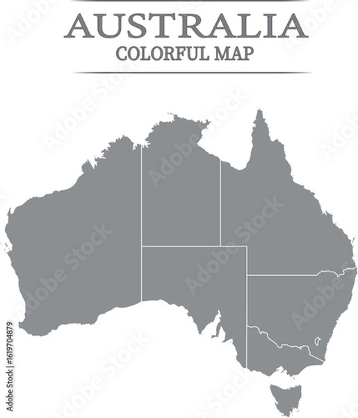 Obraz Minimalist Australia Map Vector – Grey Country Shape on White Bazkground

