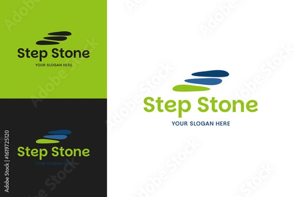 Obraz Step stairs stone logo design template vector illustration