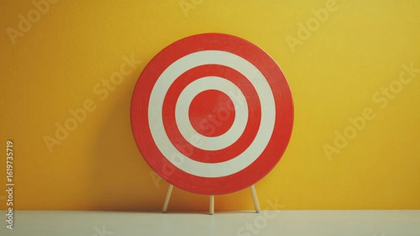 Obraz Bullseye target against a yellow background for focus concept.