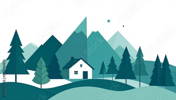 Obraz Winter landscape illustration