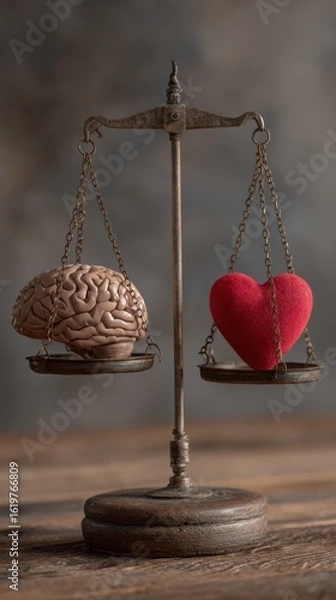 Fototapeta Balance of Emotion and Intellect, Symbolizing Heart and Mind in a Thought-Provoking Conceptual Representation