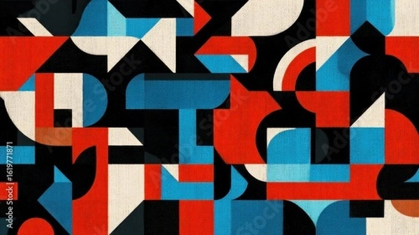 Obraz Abstract Geometric Pattern Design in Retro Bauhaus Style