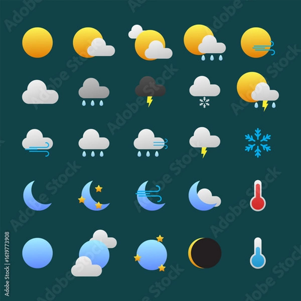 Obraz Weather Icon Vector Collection for Forecast UI and Apps