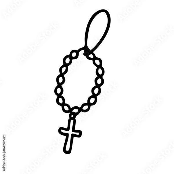 Fototapeta 十字架のキーホルダー　線画