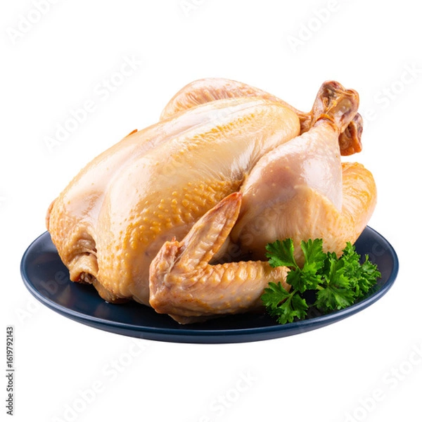 Fototapeta Steamed chicken. isolated object, transparent background