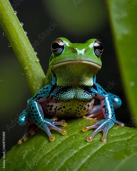 Obraz frog on a leaf