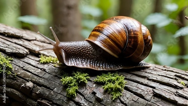 Obraz snail on a leaf