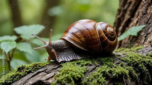 Obraz snail on a leaf