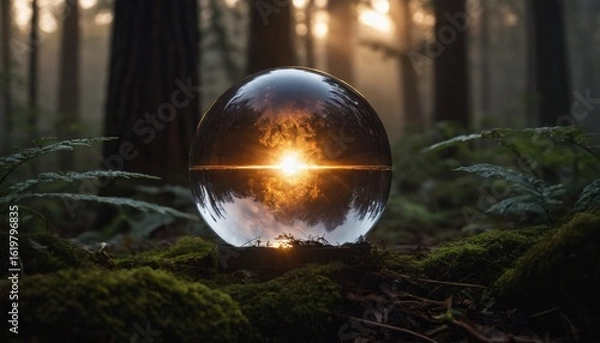 Obraz Glowing Orb in Misty Darkness