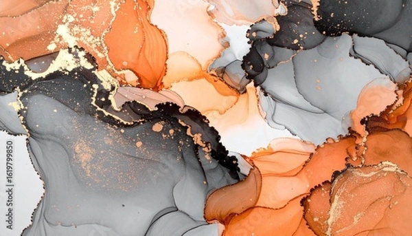 Obraz 秋カラーのアルコールインクアート　透明感のある色使い