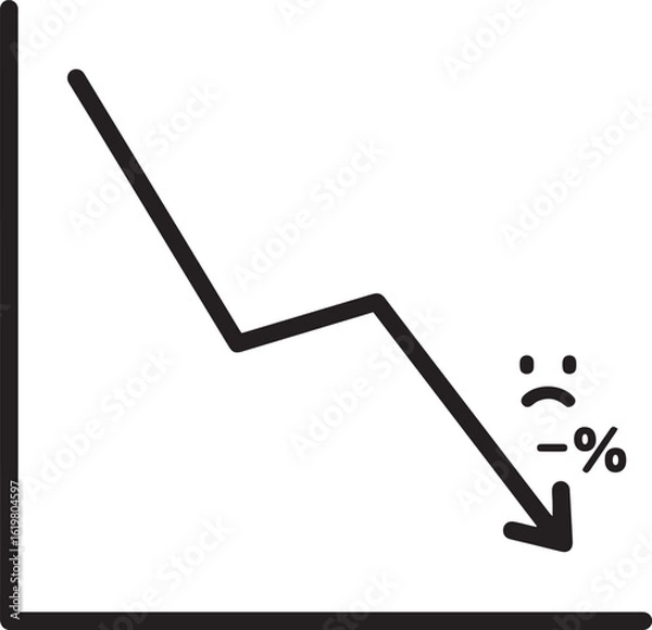 Obraz  Decline Chart Icon – Line Style Downward Graph Symbol for Loss, Decrease & Negative Trend Analysis