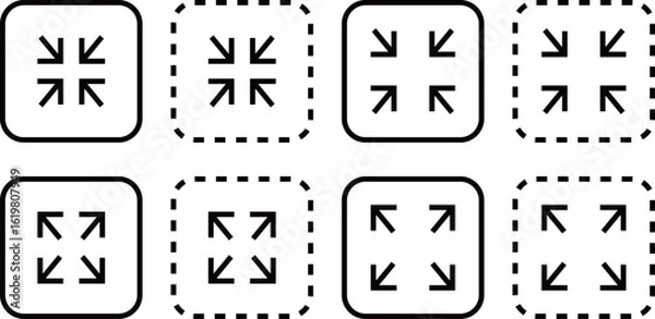 Obraz サイズ拡大縮小のアイコンイラストセット