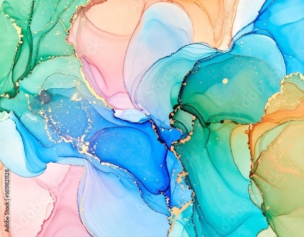 Obraz abstract watercolor background ビタミンカラーのアルコールインクアート