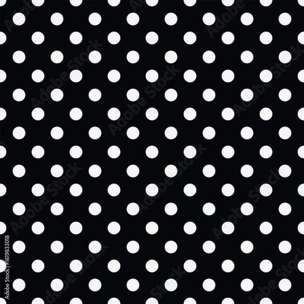 Fototapeta Seamless Polka Dot Pattern. Seamless Polka dot background. Geometric polka dot repeat pattern. White circles on a black background