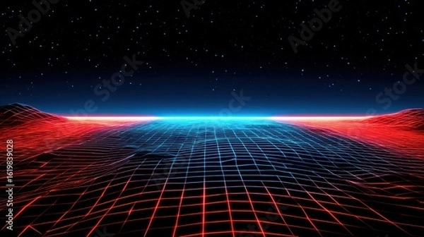 Obraz Futuristic Geometric Wireframe Background for Tech Designs