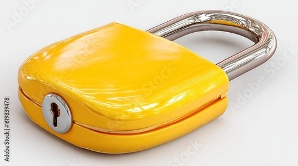 Obraz 3D Yellow Padlock Design on Transparent Background for Security Use