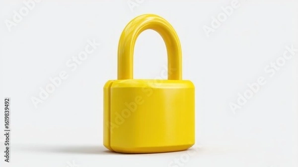 Obraz Yellow Padlock 3D Render on Transparent Background for Security Concept