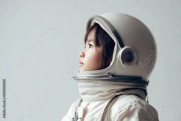 Obraz 宇宙飛行士のヘルメットを被り上を見上げる子供