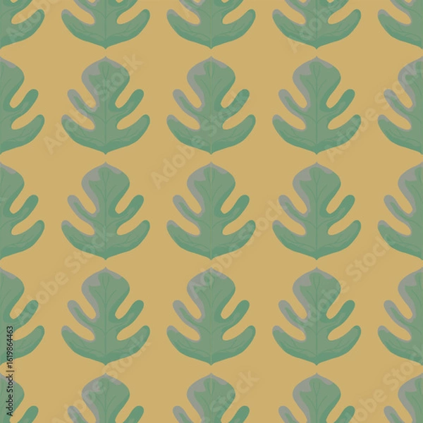 Fototapeta Mid-century modern floral seamless vector pattern in retro folk art style