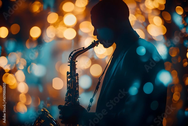 Fototapeta saxophone player on stage