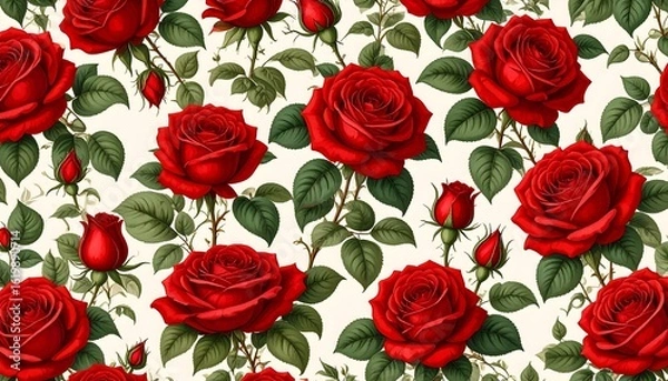Obraz Red roses pattern on white background (1)
