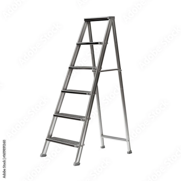 Fototapeta  silver step ladder isolated on white background