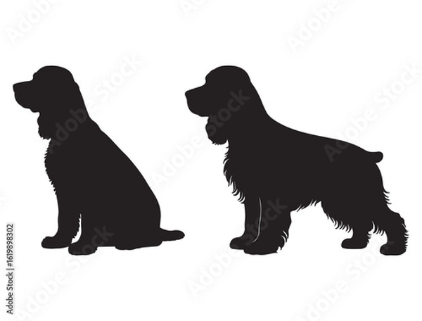 Fototapeta WORKING COCKER SPANIEL DOG SILHOUETTE